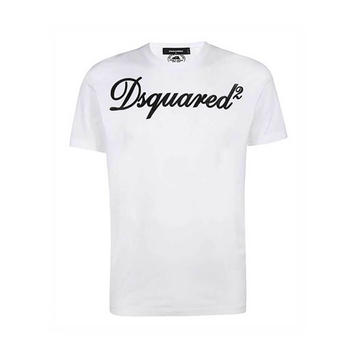 Biały t-shirt męski Dsquared2 z krótkim rękawem młodzieżowy 