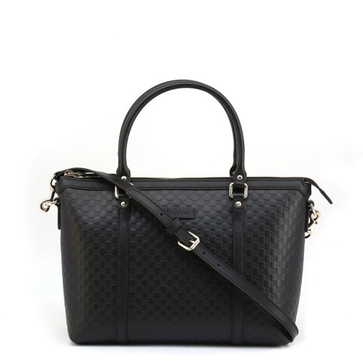Shopper bag Gucci duża matowa na ramię bez dodatków ze skóry 