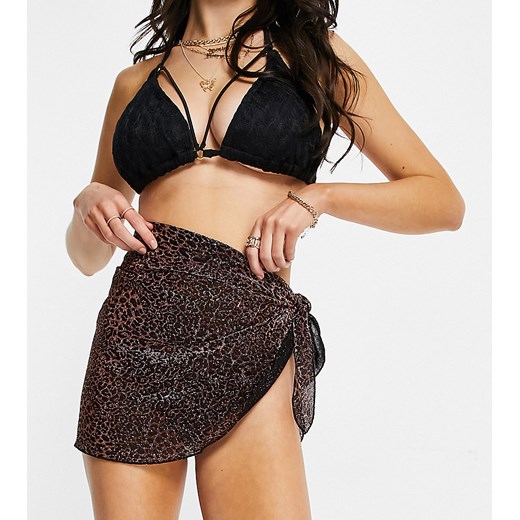 South Beach – Metaliczny sarong plażowy w panterkę-Wielokolorowy XS Asos Poland