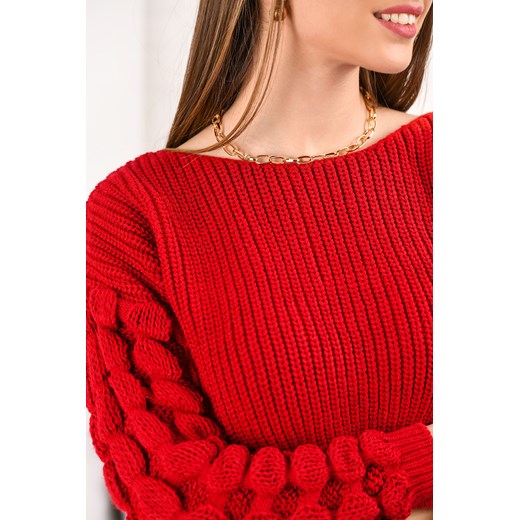 Sweter damski AFTONA RED uniwersalny wyprzedaż Ivet Shop