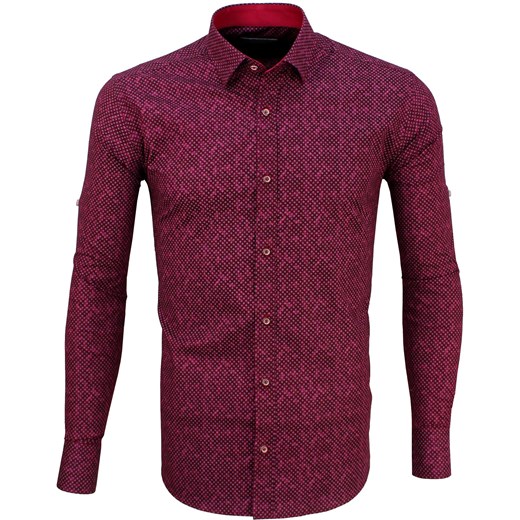 Koszula męska rubinowa, kasztanowa slim 491 XL www.megakoszule.pl okazyjna cena