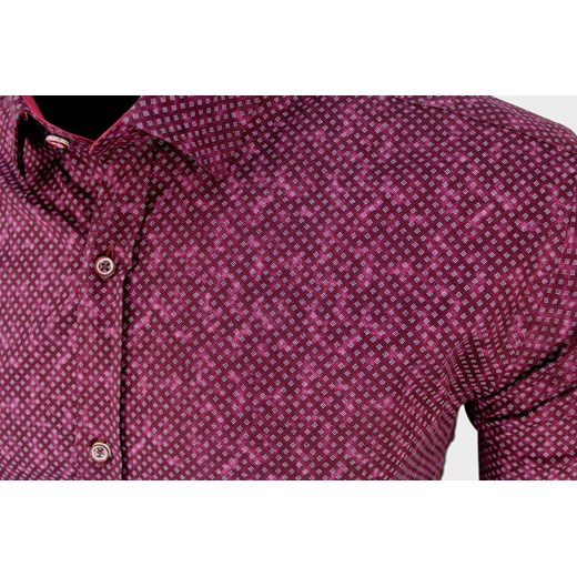 Koszula męska rubinowa, kasztanowa slim 491 XL promocja www.megakoszule.pl