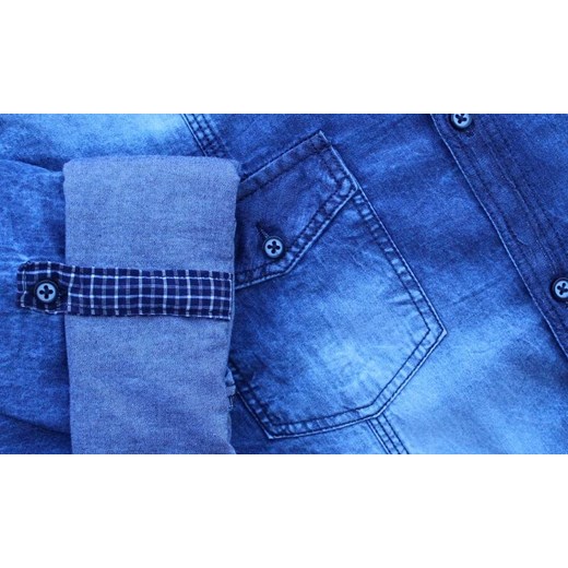 Niebieska Koszula Jeansowa SLIM 4XL www.megakoszule.pl wyprzedaż