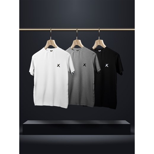 Zestaw 3 T-Shirtów Point X Mini X Czarny / Biały / Szary Point X L promocyjna cena UrbanCity.pl