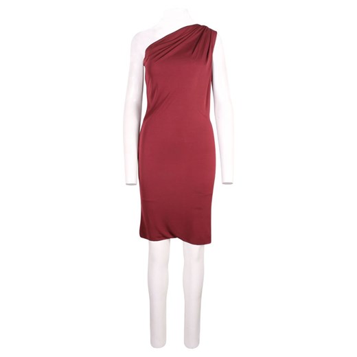 One Shoulder Brick Colour Draped Dress S showroom.pl promocyjna cena