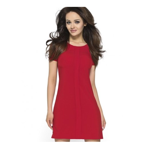 Letnia sukienka/ tunika z plisą  KM110 kartes-moda czerwony elastan