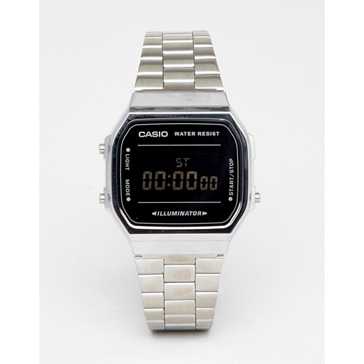 Casio –A168W – Srebrno-czarny cyfrowy zegarek unisex na bransolecie-Srebrny Casio No Size Asos Poland