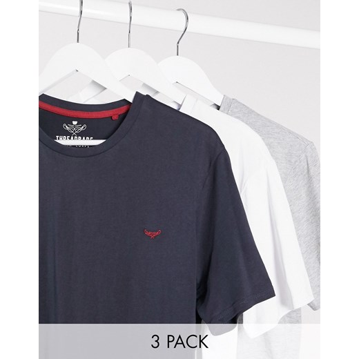 Threadbare – 3 T-shirty w kolorze białym, szarym i granatowym z logo-Wielokolorowy XL okazja Asos Poland