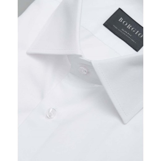 koszula męska lavello długi rękaw biały slim fit Borgio 188/194 showroom.pl