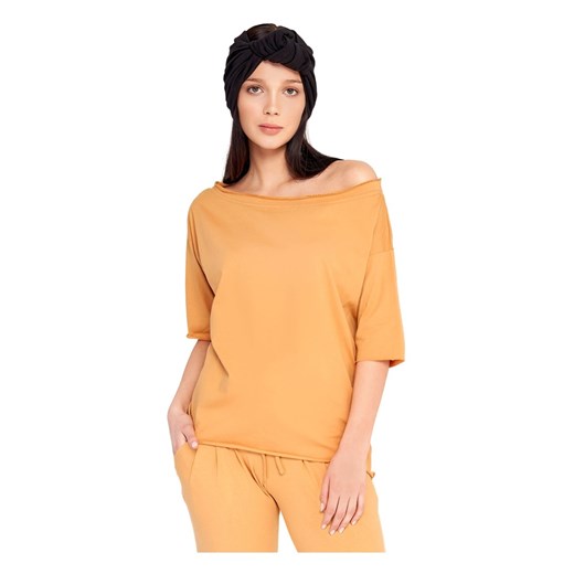 T-shirt with a loose cut and a Megan Summer boat neckline By Insomnia XS showroom.pl