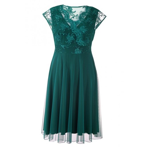 Zielona wieczorowa sukienka z koronką lucille 44 Sklep XL-ka