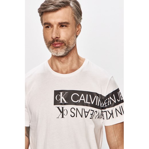 T-shirt męski wielokolorowy Calvin Klein bawełniany młodzieżowy 