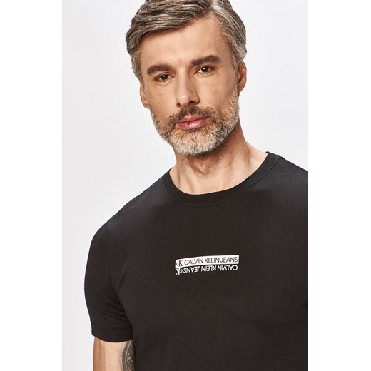 Czarny t-shirt męski Calvin Klein z krótkimi rękawami 