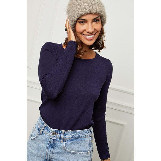 Soft Cashmere sweter damski zimowy z okrągłym dekoltem 