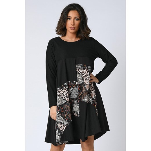 Plus Size Company sukienka luźna z długimi rękawami z okrągłym dekoltem