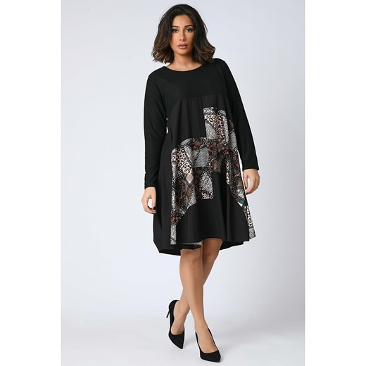 Plus Size Company sukienka z długimi rękawami z okrągłym dekoltem na spacer