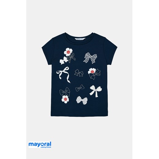 Dziewczęcy T-shirt Mayoral z kokardkami navy 6 Astratex