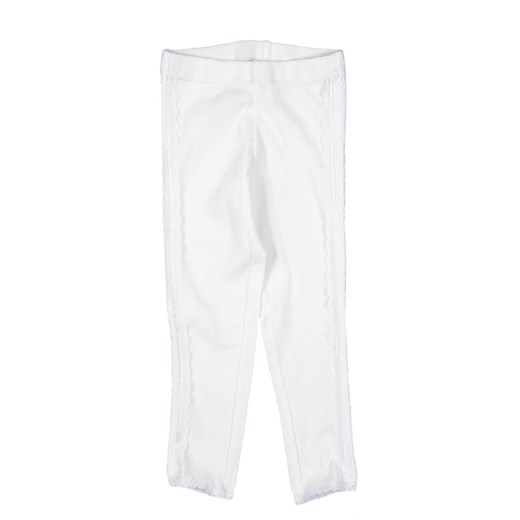 Mim-Pi - białe legginsy z koronką groshki bialy delikatne