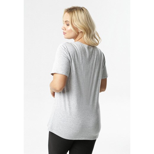 Jasnoszary T-shirt Genilin XXL Born2be Odzież