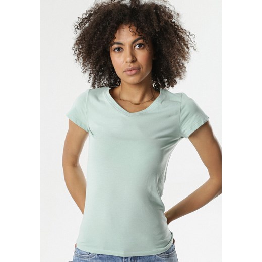 Miętowy T-shirt Nysalphia ze sklepu Born2be Odzież w kategorii Bluzki damskie - zdjęcie 104010618