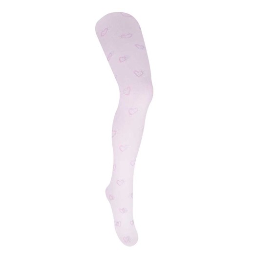 Rajstopy z microfibry 40 DEN białe z brokatem w różowe serca r. 92-98 cm 92-98 Yoclub 128-134 YOCLUB
