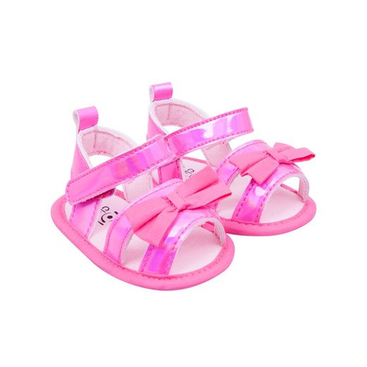 Sandałki dziewczęce błyszczące z kokardką różowe r. 0-6 miesięcy 0-6 miesięcy Yoclub 0-6 miesięcy YOCLUB