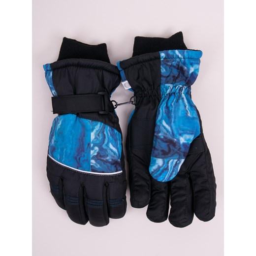 Rękawiczki narciarskie męskie czarne niebieski deseń 22 Yoclub 22 YOCLUB