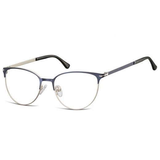 Okulary oprawki korekcyjne kocie oczy zerówki Sunoptic 914A srebrno-granatowe Stylion