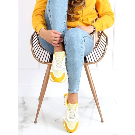 Buty sportowe damskie płaskie żółte 