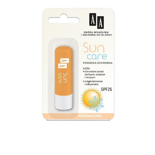AA, Sun Care, pomadka ochronna do ust, migdałowa, SPF 25, 4.2 g smyk