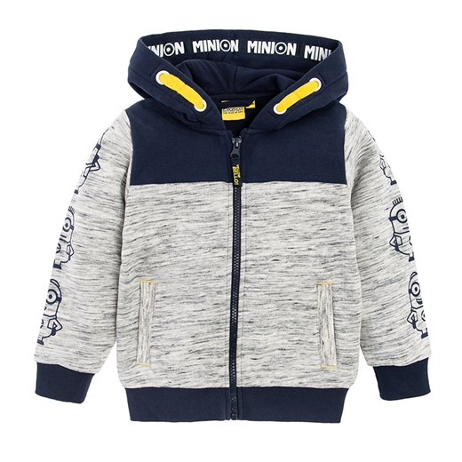 Cool Club, Bluza chłopięca z kapturem, rozpinana, szaro-granatowa, Minionki Cool Club 98 wyprzedaż smyk