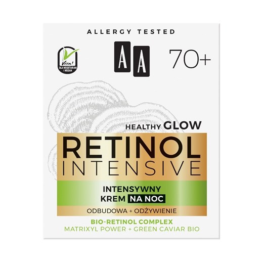 AA, Retinol Intensive 70+ intensywny krem na noc, odżywienie + odbudowa, 50 ml smyk