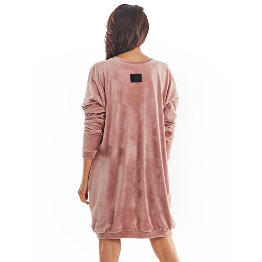 Sukienka AWAMA z długim rękawem mini z dekoltem w serek 