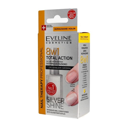 Eveline, Nail Therapy, lakier odżywka do paznokci 8w1, Total Action Silver Shine Eveline smyk