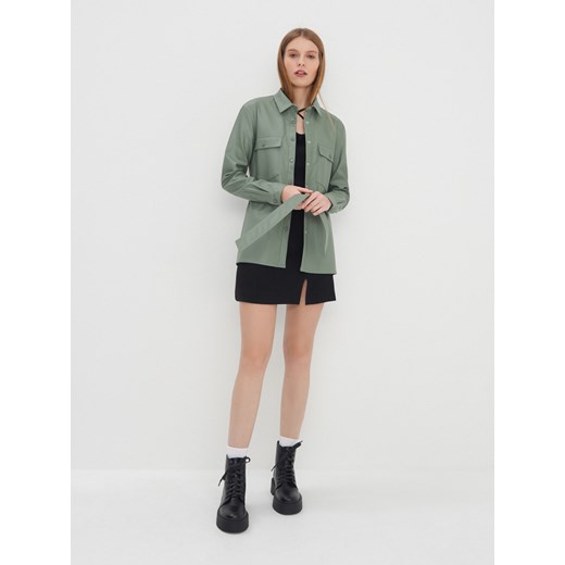House - Wiązana koszula z imitacji skóry - Zielony House XS House
