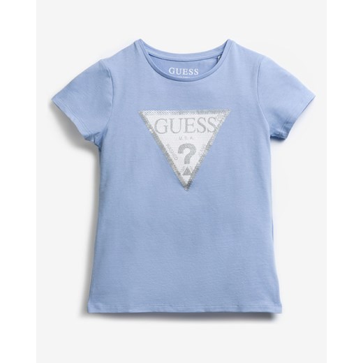 Guess Sequins Front Logo Koszulka dziecięce Niebieski Guess 7 lat BIBLOO