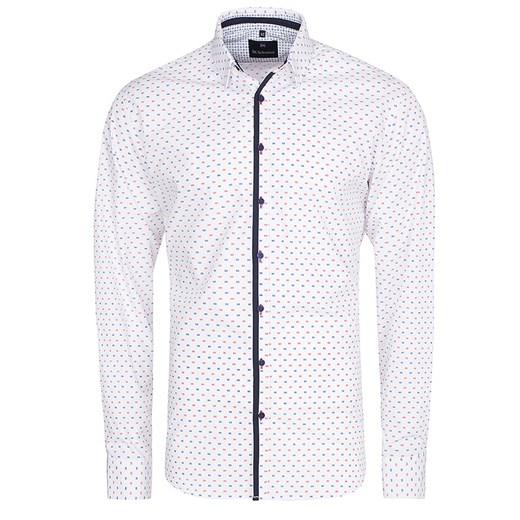 koszula męska di selentinozakhyntos biała w kropki slim fit ze sklepu Royal Shop w kategorii Koszule męskie - zdjęcie 104691528