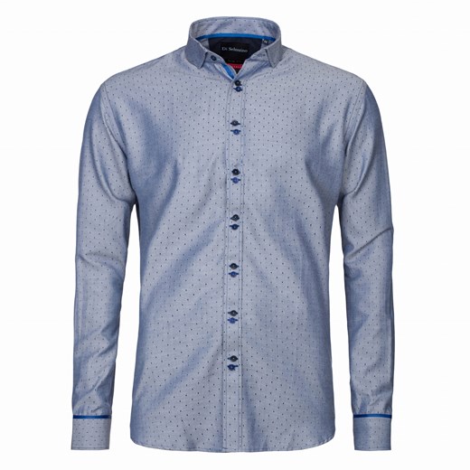 koszula męska di selentino w kropki slim fit ze sklepu Royal Shop w kategorii Koszule męskie - zdjęcie 104692205