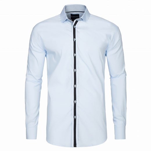 koszula męska di selentino montreal niebieska slim fit ze sklepu Royal Shop w kategorii Koszule męskie - zdjęcie 104693957