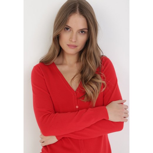 Czerwony Kardigan Orphaeia L/XL Born2be Odzież
