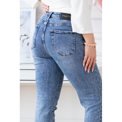 Niebieskie przecierane spodnie mom jeans - jasen 40/42 46 Sklep XL-ka