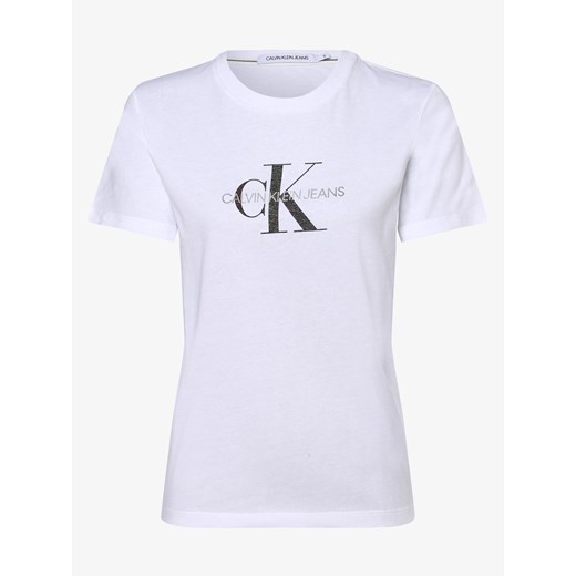 Calvin Klein bluzka damska biała z okrągłym dekoltem z krótkim rękawem 