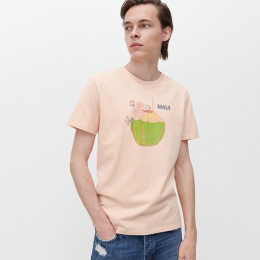 Reserved - T-shirt z nadrukiem - Pomarańczowy Reserved M okazyjna cena Reserved