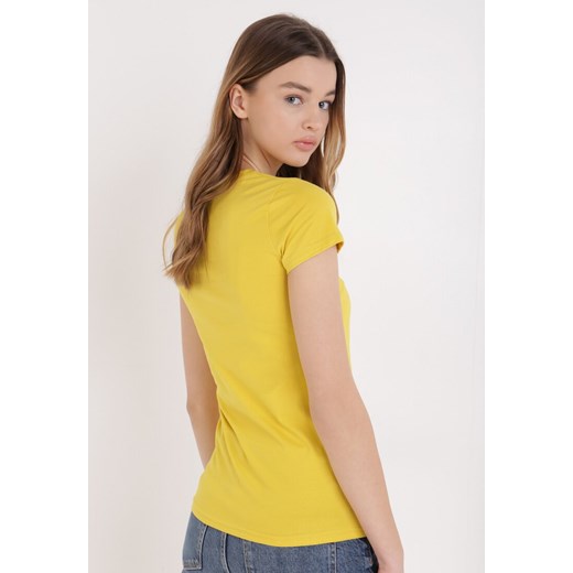 Żółty T-shirt Dasyra S/M Born2be Odzież