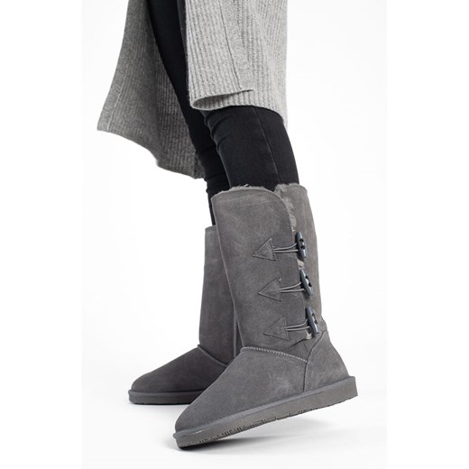 Skórzane kozaki zimowe "Cornice" w kolorze szarym Gooce 41 Limango Polska