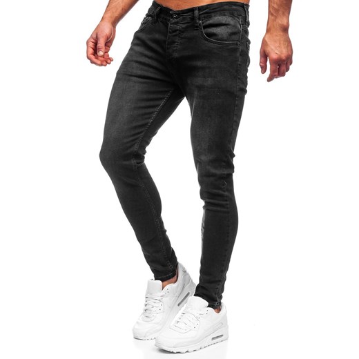 Czarne spodnie jeansowe męskie slim fit Denley R923 L okazja Denley