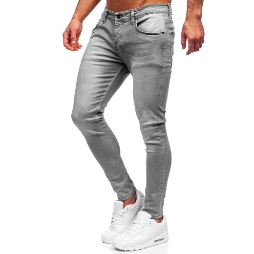 Szare spodnie jeansowe męskie slim fit Denley R920 L okazja Denley