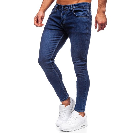 Granatowe spodnie jeansowe męskie slim fit Denley R921 M Denley wyprzedaż