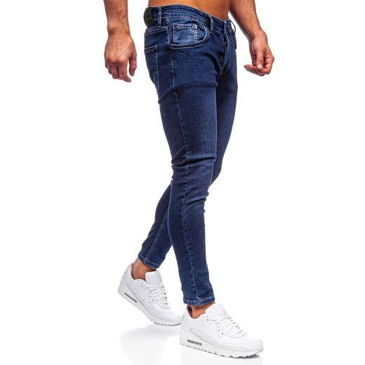 Granatowe spodnie jeansowe męskie slim fit Denley R921 XL promocyjna cena Denley