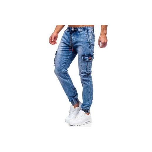 Granatowe spodnie jeansowe joggery bojówki męskie Denley T350 XL okazja Denley